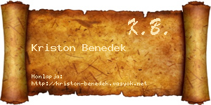 Kriston Benedek névjegykártya